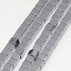 Platinum Plated Electroplate Non-magnetic Synthetic Hematite Beads Strands, Cube, Grade A, Platinum Plated, 3x3x3mm, Hole: 1mm, about 127pcs/strand, 16 inch