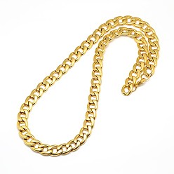 Golden 304 Stainless Steel Curb Chain/Twisted Chain Necklaces, with Lobster Claw Clasps, Golden, 23 inch~25 inch(58.4~63.5cm), 12mm