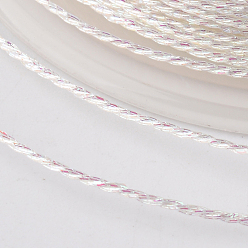 White Round Metallic Thread, Embroidery Thread, 9-Ply, White, 0.8mm, about 65.61 yards(60m)/roll