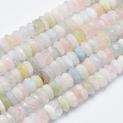 Morganite Chapelets de perles morganite naturelles  , facette, rondelle, 6~6.5x3~4mm, Trou: 1mm, Environ 122 pcs/chapelet, 15.5 pouce