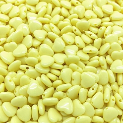 Champagne Yellow Opaque Acrylic Beads, Heart, Champagne Yellow, 9mm, 50pcs/bag
