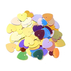 Mixed Color PVC Paillette/Sequin Pendants, Golden Sheen, Heart, Mixed Color, 16.5x16x0.3mm, Hole: 1.4mm, about 5555pcs/500g