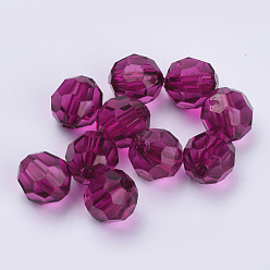 Púrpura Abalorios de acrílico transparentes, facetados, rondo, púrpura, 10x9.5 mm, Agujero: 1.8 mm, sobre 990 unidades / 500 g