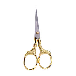 Golden & Stainless Steel Color Retro 201 Stainless Steel Scissors, for Cross-stitch, Embroidery, Sewing, Quilting and Needlework, Plum Blossom Pattern, Golden & Stainless Steel Color, 12.5x5.5cm