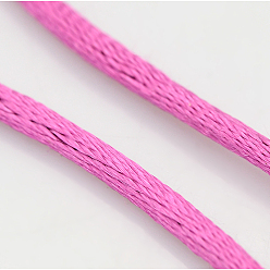 Magenta Macramé rattail chinois cordons noeud de prise de nylon autour des fils de chaîne tressée, cordon de satin, magenta, 2mm, environ 10.93 yards (10m)/rouleau