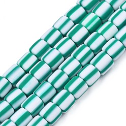 Verdemar Claro Polímeros hechos a mano hebras de perlas de arcilla, columna, verde mar claro, 6x6 mm, agujero: 1.5 mm, sobre 63 unidades / cadena, 15.55 pulgada ~ 15.94 pulgada (39.5~40.5 cm)