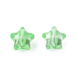 Vert Clair Perles acryliques transparentes, étoiles, vert clair, 9x9.5x5.5mm, Trou: 2mm, environ2000 pcs / 500 g