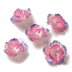 Rosa Caliente Casquillo del grano de la flor, para la fabricación de la joyería diy, color de rosa caliente, 25~27x11~13 mm, agujero: 1~1.4 mm