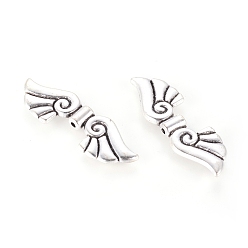 Antique Silver Tibetan Style Alloy Beads, Cadmium Free & Lead Free, Wing, Antique Silver, 14x44x4mm, Hole: 2mm