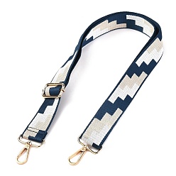 Marine Blue Polyester Bag Strap, with Zinc Alloy Clasps, Geometric Patterns, for Bag Replacement Accessories, Marine Blue, 66~132x3.6cm