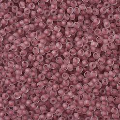 (771FM) Cranberry Lined Crystal Rainbow Matte TOHO Round Seed Beads, Japanese Seed Beads, (771FM) Cranberry Lined Crystal Rainbow Matte, 11/0, 2.2mm, Hole: 0.8mm, about 5555pcs/50g