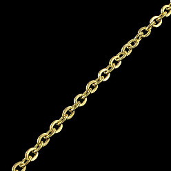 Light Gold Cadenas de cable de hierro, sin soldar, con carrete, Plano Oval, la luz de oro, 3.6x2.8x0.6 mm, aproximadamente 328.08 pies (100 m) / rollo
