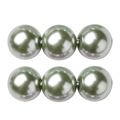 Dark Sea Green Eco-Friendly Dyed Glass Pearl Round Beads Strands, Grade A, Cotton Cord Threaded, Dark Sea Green, 10mm, Hole: 0.7~1.1mm, about 42pcs/strand, 15 inch