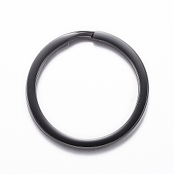 Electrophoresis Black 304 Stainless Steel Split Key Rings, Electrophoresis Black, 30x2.5mm