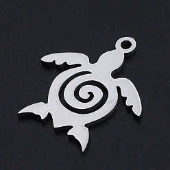 Stainless Steel Color 304 Stainless Steel Pendants, Tortoise, Stainless Steel Color, 19x17x1mm, Hole: 1.5mm