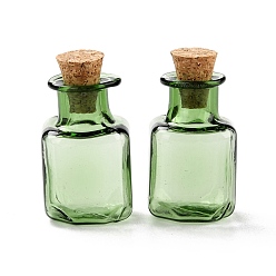 Vert Mer Ornement carré de bouteilles de liège en verre, bouteilles vides en verre, fioles de bricolage pour décorations pendantes, vert de mer, 1.4x1.4x2.3 cm