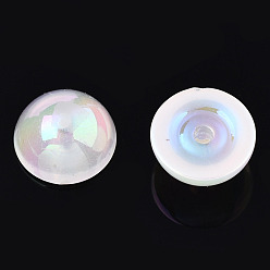 Marfil Cuentas de perlas de imitación de plástico ABS galvanizadas, semicírculo, medio-perforado, blanco cremoso, 6x3 mm, medio agujero: 1.4 mm