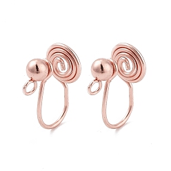 Rose Gold 304 Stainless Steel Ear Cuff Findings, Wire Wrap Vortex Earring Findings with Vertical Loop, Rose Gold, 14.5mm, Hole: 3x0.6mm