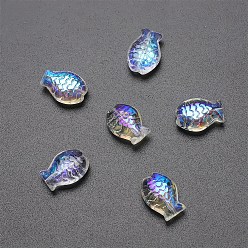 Colorido Perlas de vidrio transparentes, pescado, colorido, 10x14 mm, agujero: 1.2 mm