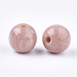 Pink Perles en résine, pierre d'imitation, ronde, rose, 12mm, Trou: 2mm