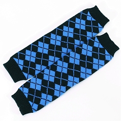 Bleu Royal Jambières en fil de fibres de polyacrylonitrile, motif losange hiver chaud bottes longues couvre-jambes pour femmes, bleu royal, 420x110mm
