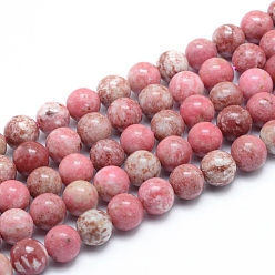 Rhodonite Natural Rhodonite Beads Strands, Round, 10~10.5mm, Hole: 1mm, about 38pcs/strand, 15.75 inch(40cm)