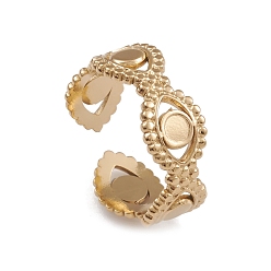Chapado en Oro Real de 14K Revestimiento iónico (ip) 304 anillos de puño de acero inoxidable, anillo de ojo para mujer, real 14 k chapado en oro, 7 mm, diámetro interior: 17 mm