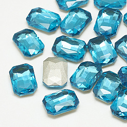 Aguamarina Señaló hacia cabujones de diamantes de imitación de cristal, facetados, octágono rectángulo, aguamarina, 6x4x2 mm