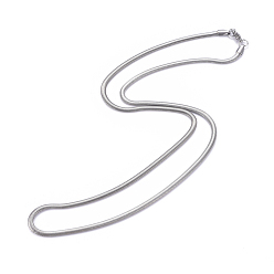 Stainless Steel Color 304 Stainless Steel Flat Snake Chains Necklaces, with Lobster Claw Clasp, Stainless Steel Color, 23.6 inch(60cm), 3mm