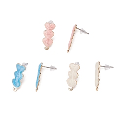 Mixed Color 6Pcs 3 Colors Heart Iron Enamel Stud Earring Findings, with 10Pcs Plastic Ear Nuts, Light Gold, Mixed Color, Stud Earring Findings: 6pcs/bag