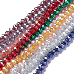 Couleur Mélangete Perles verre opaque brins, facette, rondelle, couleur mixte, 8x6mm, Trou: 1mm, Environ 98 pcs/chapelet, 24.02'' (61 cm)