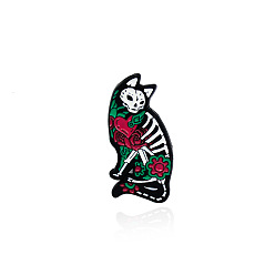 Fox Animal Skeleton Safety Brooch Pin, Alloy Enamel Badge for Suit Shirt Collar, Fox, 35x18mm