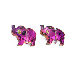 Magenta 96Pcs Electroplate Glass Beads Strands, Faceted, Elephant, Magenta, 13x15x7mm, Hole: 1mm