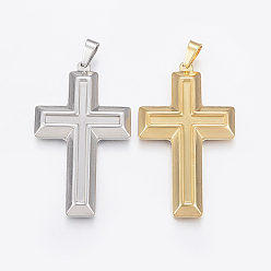 Mixed Color 304 Stainless Steel Big Pendants, Cross, Mixed Color, 50x29x4mm, Hole: 4x7mm