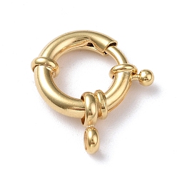 Real 24K Gold Plated Eco-friendly Brass Spring Ring Clasps, Cadmium Free & Lead Free, Long-Lasting Plated, Real 24K Gold Plated, 17x17x2~5mm, Hole: 2mm