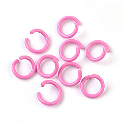 Ярко-Розовый Железные соединительные колечки, открытые кольца прыжок, ярко-розовый, 17 датчик, 8~8.5x1.2 мм, Внутренний диаметр: 5~6 мм