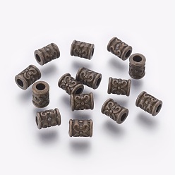 Antique Bronze Tibetan Style Alloy Beads, Lead Free & Cadmium Free, Antique Bronze Color, Column, 7x5.5x5mm, Hole: 2.5mm