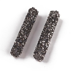 Чёрный Металлический Серебристый Стеклянные стразы бусины, для изготовления ювелирных изделий, трубка, струя металлического серебра, 32~33x6 мм, отверстие : 0.8 мм