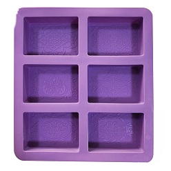 Фиолетовый Силиконовые формы для мыла своими руками, для мыловарения своими руками, прямоугольник с цветочным узором, фиолетовые, 235x220x28 мм, внутренний диаметр: 90x60x25 мм