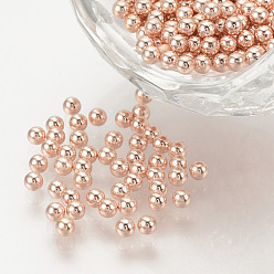 Or Rose Des perles en acier inoxydable, perles non percées / sans trou, ronde, or rose, 3.0mm, environ9000 pcs / 1000 g