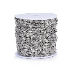 Stainless Steel Color 304 Stainless Steel Singapore Chains, Water Wave Chains, with Spool, Soldered, Stainless Steel Color, 2.5x0.5mm, about 164.04 Feet(50m)/roll