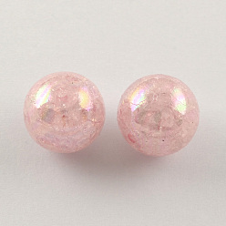 Misty Rose AB Color Transparent Crackle Round Acrylic Beads, Misty Rose, 20mm, Hole: 2.5mm, about 108pcs/500g