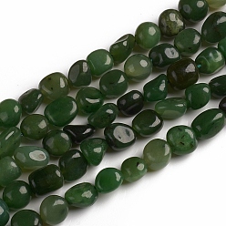 Jade Vert Brins de perles de jaspe verts naturels, pierre tombée, nuggets, 10~15x7.5~11.5x7.5~12.5mm, Trou: 1mm, Environ 36 pcs/chapelet, 15.67 pouces (39.8 cm)