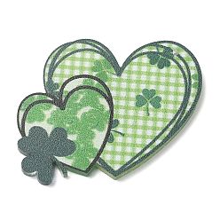 Heart Saint Patrick's Day Opaque Printed Acrylic Pendants, Heart, 37x46x2mm, Hole: 1.2mm