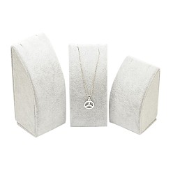 Gainsboro Wood Necklace Rectangle Displays, Covered with Velvet, Gainsboro, 9~13x5x5cm