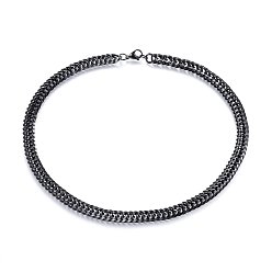 Gunmetal 304 Stainless Steel Curb Chain Necklaces, with Lobster Claw Clasps, Gunmetal, 23.62 inch(60cm), 11mm