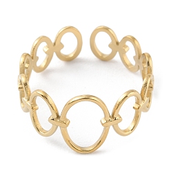 Chapado en Oro Real de 14K 304 anillos de puño abiertos con envoltura de anillo de acero inoxidable, real 14 k chapado en oro, diámetro interior: 17 mm