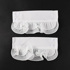 White 2Pcs Chiffon Fingerless Oversleeves, Lace Cord Wristband with Plastic Button for Women, White, Inner Diameter: 2~2-3/8 inch(5.2~6cm)