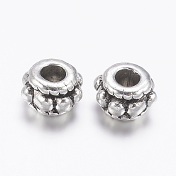 Antique Silver Tibetan Style Spacer Beads, Lead Free, Cadmium Free and Nickel Free, Rondelle, Antique Silver, about 5mm in diameter, 3mm thick, hole: 2mm