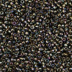(999) Gilt Lined AB Black Diamond Круглые бусины toho, японский бисер, (999) позолоченный черный бриллиант ab, 11/0, 2.2 мм, отверстие : 0.8 мм, Около 5555 шт / 50 г